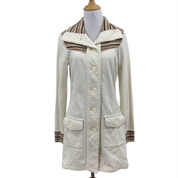 Prana Coat Womens XS Extra Small Breathe Rowen Fleece Lined Button Front Long - Picture 1 of 15